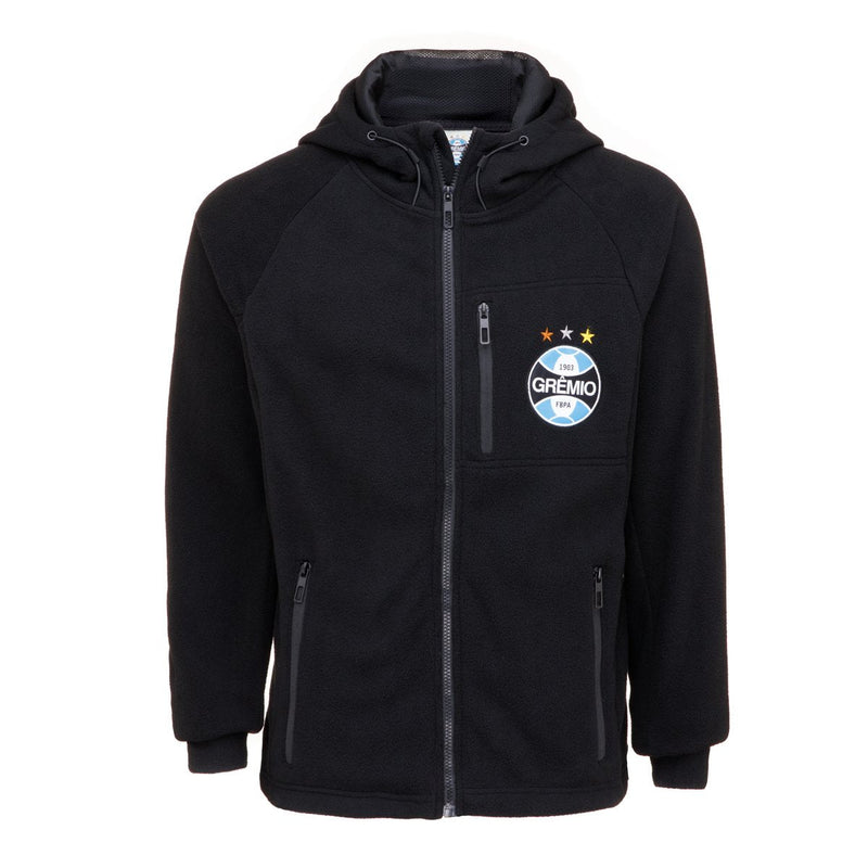 Jaqueta Fleece Hoodie Preta Masculina