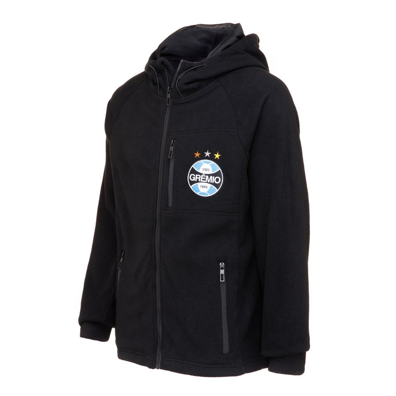 Jaqueta Fleece Hoodie Preta Masculina